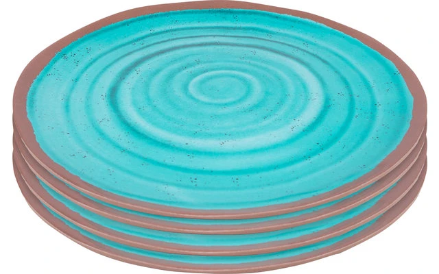 Bo-Camp Melamin Essteller 4er-Set Blau / Braun 1 Bo-Camp Melamin Essteller 4er-Set Blau / Braun